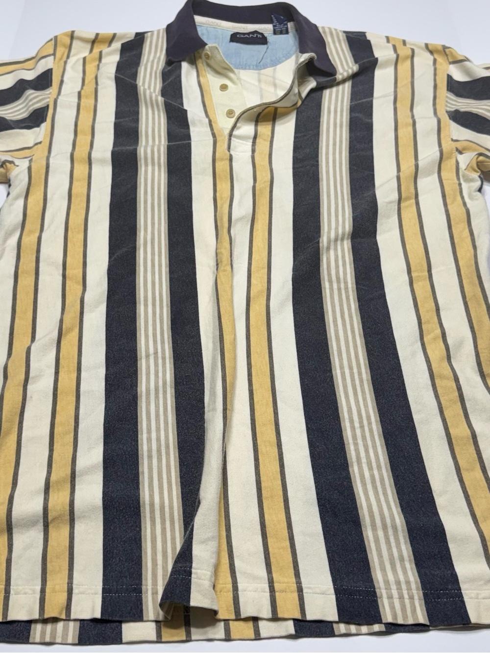 Gant Vertical Stripe Polo in Yellow, Navy & Cream
